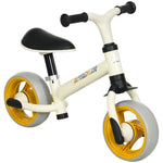 Bicicleta sem Pedais para Crianças de 18-48 Meses Bicicleta de Equilíbrio com Assento Ajustável em Altura Carga 25 kg 66,5x34x47 cm Branco