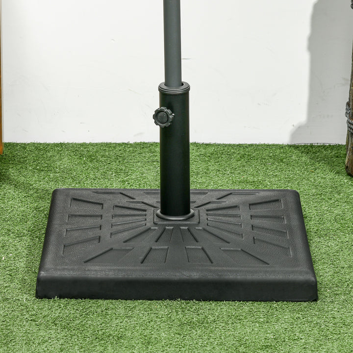 Base para Chapéu de Sol de Resina 19 kg Base para Chapéu de Sol com Mastro de Ø32/38/48 mm para Jardim Varanda Pátio 51x51x32 cm Preto