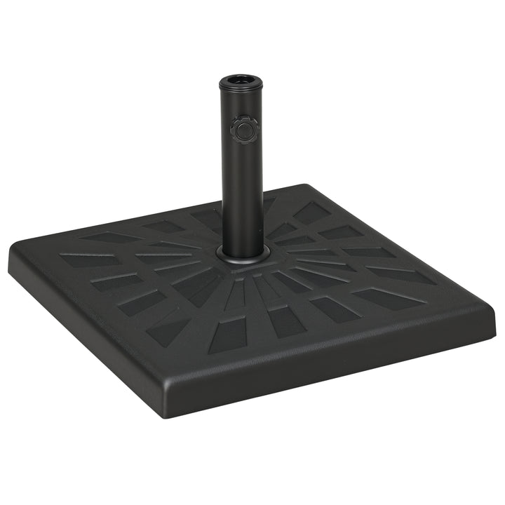 Base para Chapéu de Sol de Resina 19 kg Base para Chapéu de Sol com Mastro de Ø32/38/48 mm para Jardim Varanda Pátio 51x51x32 cm Preto