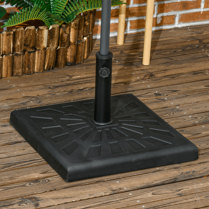 Base para Chapéu de Sol de Resina 19 kg Base para Chapéu de Sol com Mastro de Ø32/38/48 mm para Jardim Varanda Pátio 51x51x32 cm Preto