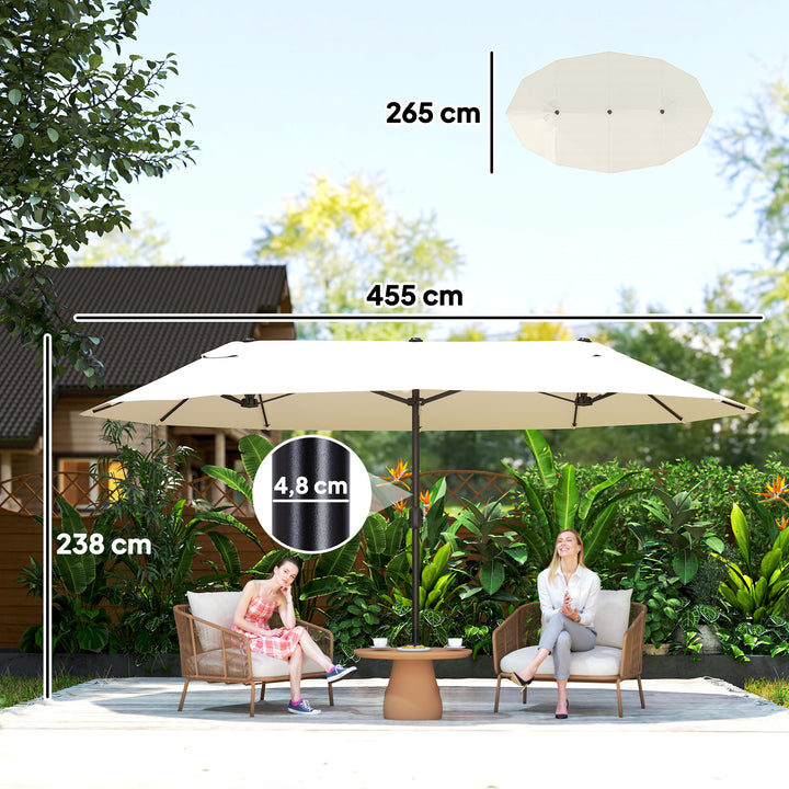 Pára-sol duplo para jardim Tecido de Poliéster Proteção Solar UV 460x240 cm Bege