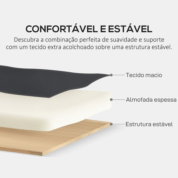 Sofá de 2 Lugares Estofado em Couro Sintético Sofá para Sala de Estar de 117 cm com Braços Acolchoados Espessos e Pés de Madeira para Dormitório Sala de Estar Preto