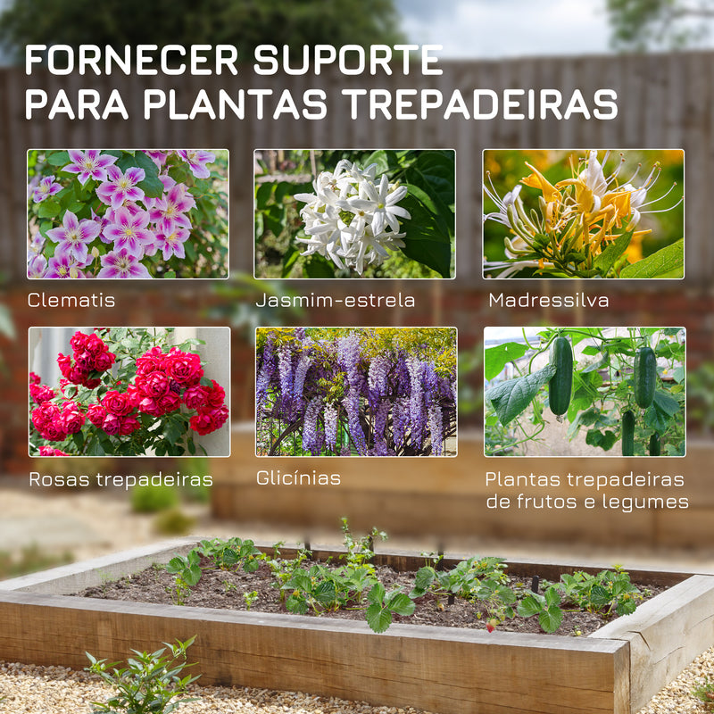 Conjunto de 4 Treliças de Jardim Suportes para Trepadeiras de Aço para Plantas Trepadeiras e Decoração Exterior Pátio Terraço 40x106 cm Preto