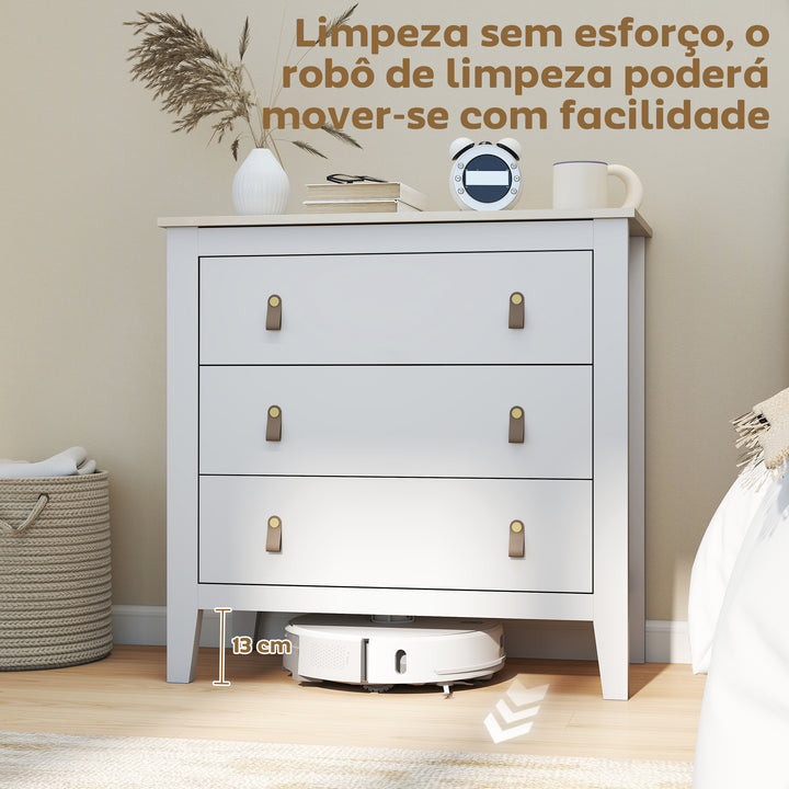Cómoda de 3 Gavetas Cómoda para Dormitório com Puxadores de PU Cómoda para Sala de Estar Corredor 80x40x78,5 cm Branco