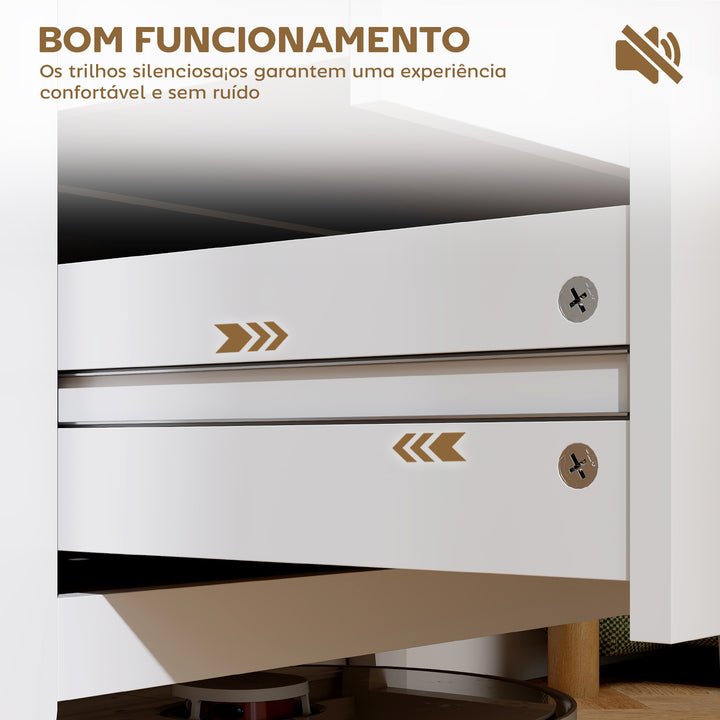 Cómoda de 3 Gavetas Cómoda para Dormitório com Puxadores de PU Cómoda para Sala de Estar Corredor 80x40x78,5 cm Branco
