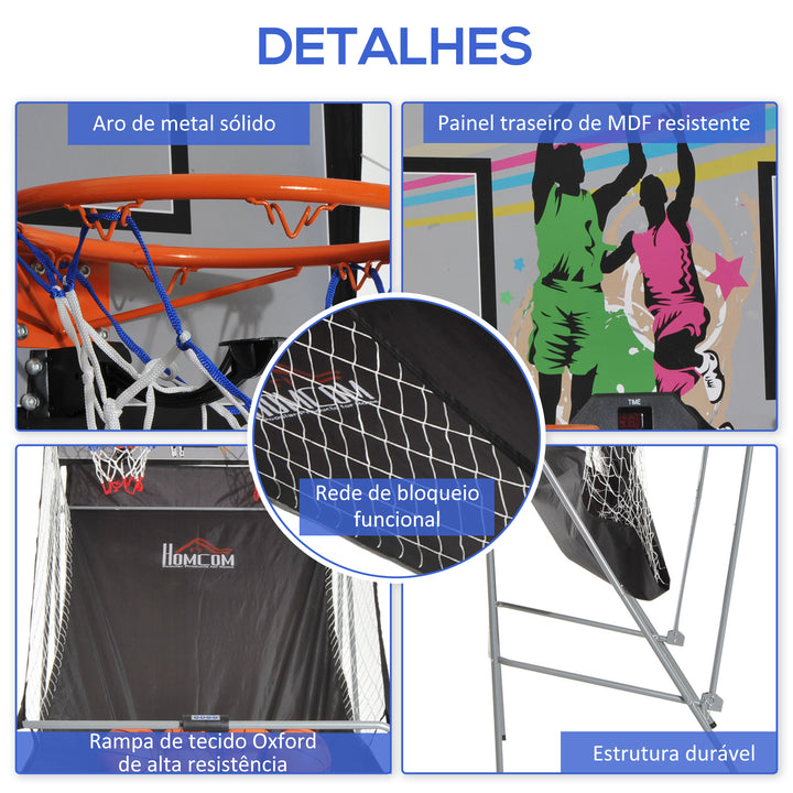 Conjunto de tabelas de Basquetebol Dobráveis e Portáteis de aço Cor Preto e Branco 205x110x205 cm