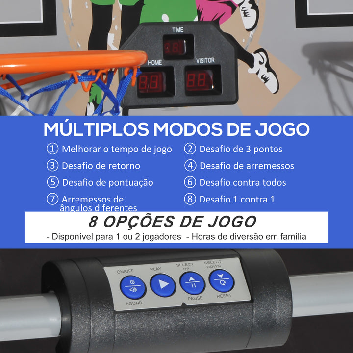 Conjunto de tabelas de Basquetebol Dobráveis e Portáteis de aço Cor Preto e Branco 205x110x205 cm