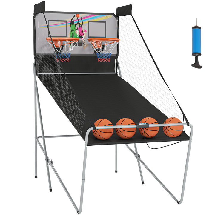 Conjunto de tabelas de Basquetebol Dobráveis e Portáteis de aço Cor Preto e Branco 205x110x205 cm