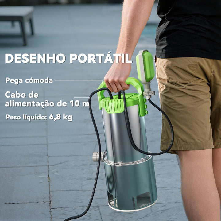 Bomba de Águas 1100W Bomba Submersível de Águas Residuais com Capacidade de 18000 l/h Interruptor de Flutuador e Conector Universal para Drenagem de Piscinas Tanques Banheiras 16x15x40 cm Prata