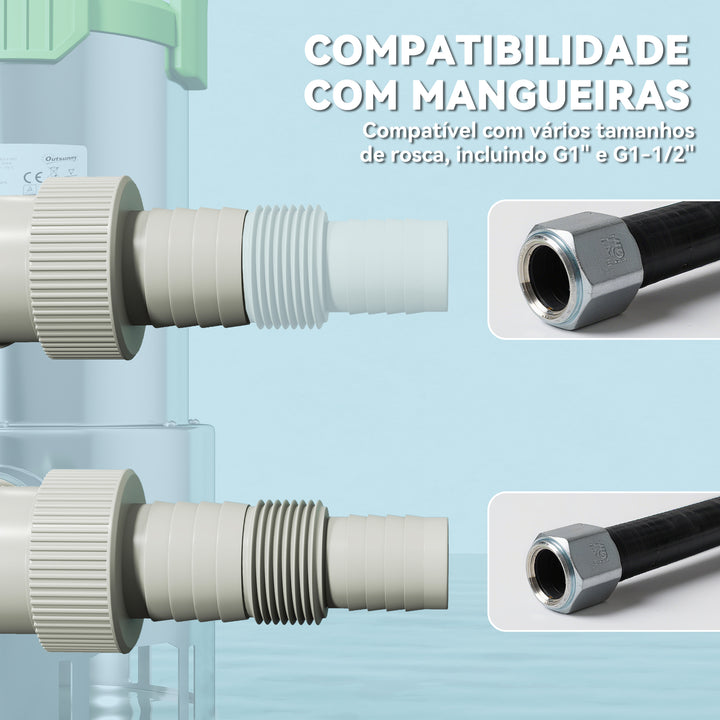 Bomba de Águas 1100W Bomba Submersível de Águas Residuais com Capacidade de 18000 l/h Interruptor de Flutuador e Conector Universal para Drenagem de Piscinas Tanques Banheiras 16x15x40 cm Prata