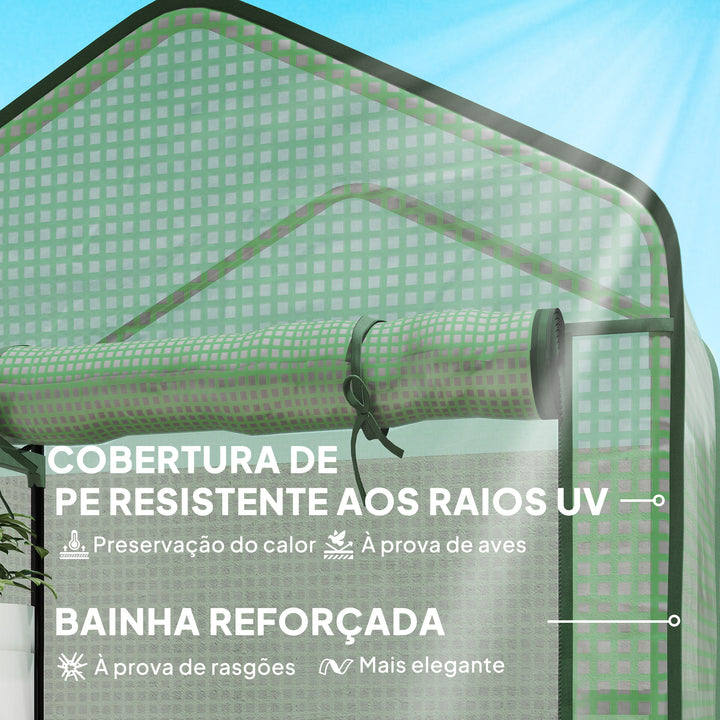 Estufa de Jardim de 5 Prateleiras Estufa Resistente com 1 Porta com Fecho de Correr Anti-UV Desenhho Alargado e Prateleiras para Cultivo de Plantas em Terraço Pátio 90x49x193 cm Verde