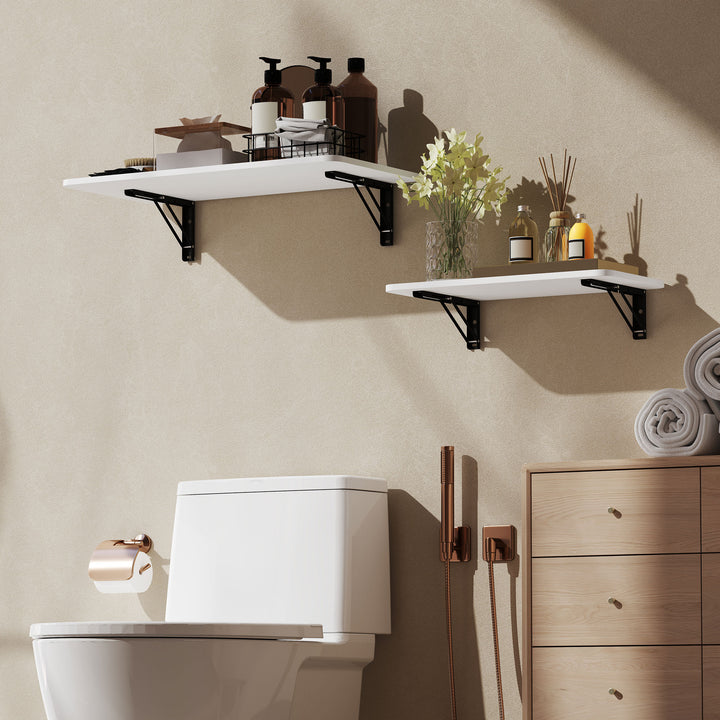 Conjunto de 2 Mesas Dobráveis de Parede Secretárias Flutuantes para Espaços Pequenos Mesas Rebatíveis para Cozinha Sala de Jantar Escritório Quarto e Sala Branco Brilhante