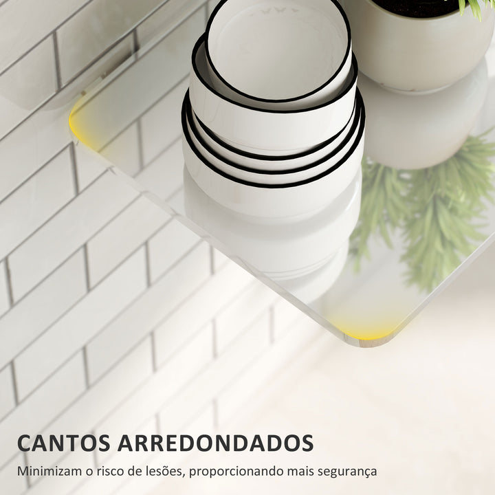 Conjunto de 2 Mesas Dobráveis de Parede Secretárias Flutuantes para Espaços Pequenos Mesas Rebatíveis para Cozinha Sala de Jantar Escritório Quarto e Sala Branco Brilhante