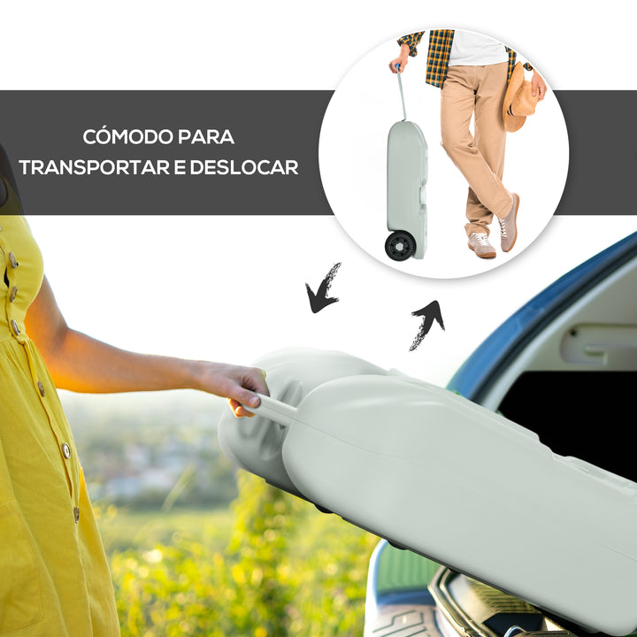 Depósito de Água 40 L com Rodas Depósito de Água Portátil com Pega Metálica e Torneira para Caravanas Autocaravanas Campismo ao Ar Livre 37x23x80 cm Cinzento