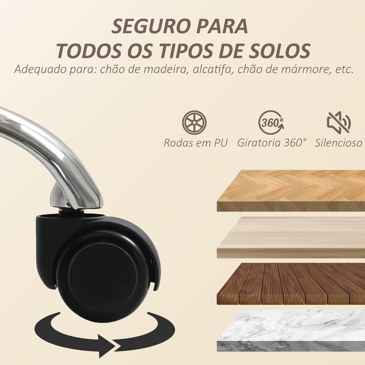Cadeira de Escritório com Apoio para Pés Estofada em Borreguito Cadeira de Escritório com Encosto Reclinável Apoio de Cabeça Ajustável Encosto Alto Altura Ajustável 67x74x107-115 cm Creme