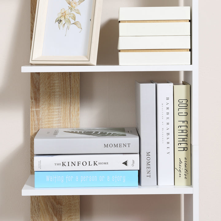 Prateleira com 5 prateleiras multiuso com base elevada 45x21x170 cm Branco e carvalho