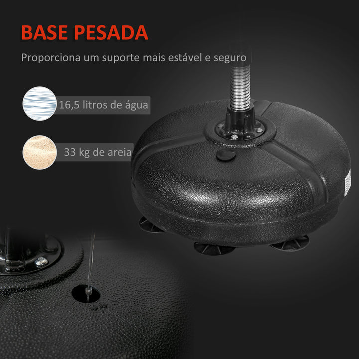 Saco de Boxe de Pé com Altura Ajustável de 4 Níveis Punching Ball com Base Preenchida Luvas e Inflador para Adultos e Adolescentes Ø45x132-158cm Preto e Vermelho
