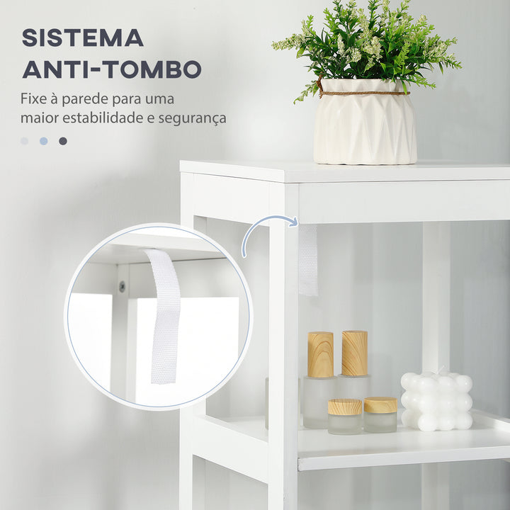 Armário de banheiro alto Multiuso 3 prateleiras 2 gavetas 30x30x144 cm Branco
