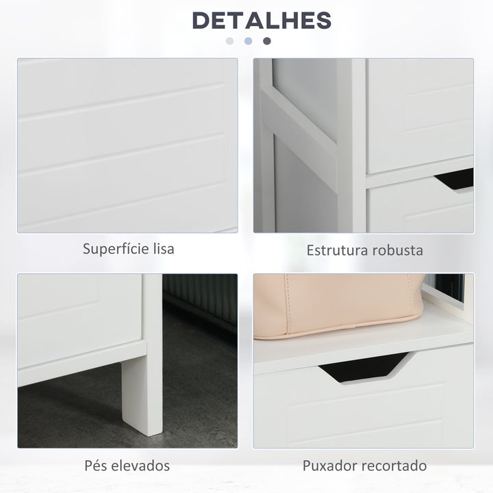 Armário de banheiro alto Multiuso 3 prateleiras 2 gavetas 30x30x144 cm Branco