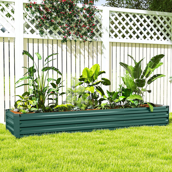 Floreira Exterior Grande Retangular em Aço Galvanizado Horta Urbana para Cultivar Plantas e Ervas Floreira com Base Aberta Resistente às Intempéries 240x60x30 cm Verde