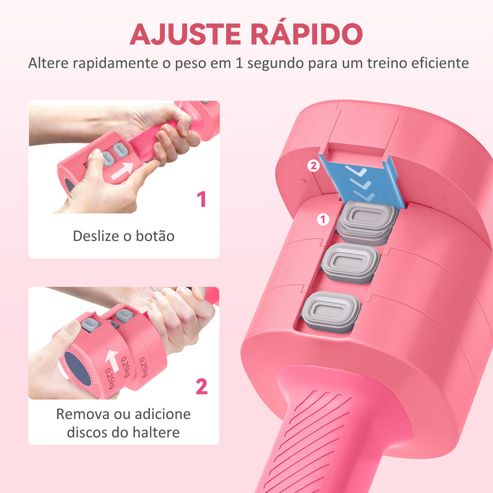 Conjunto de Halteres Ajustáveis 4 em 1 1/1,5/2/2,5 kg Conjunto de Pesos e Halteres de Metal com Pegas Antideslizantes e Design Quadrado para Treino em Casa Ginásio Vermelho