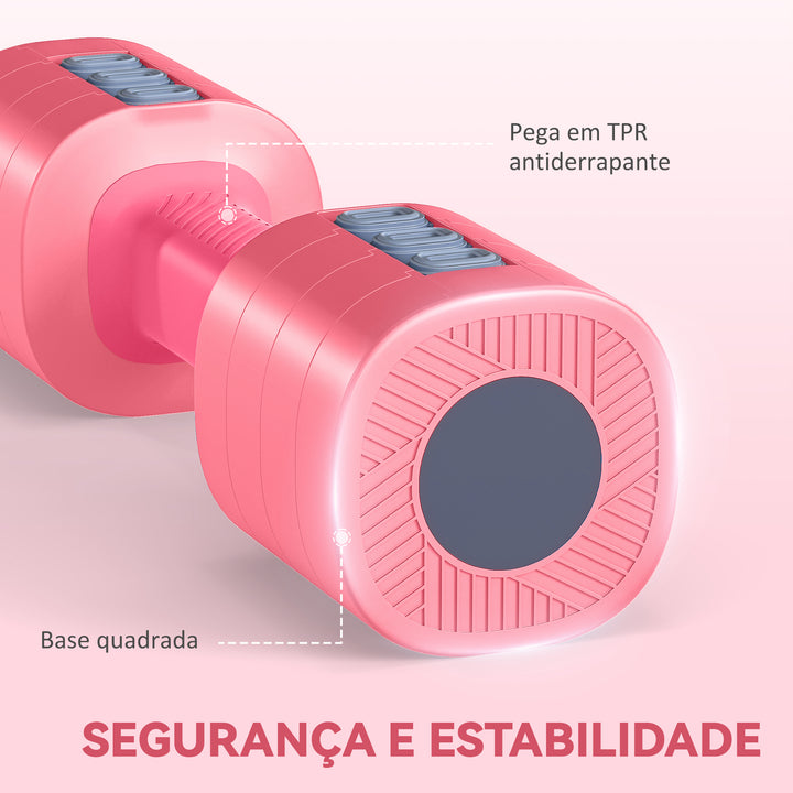 Conjunto de Halteres Ajustáveis 4 em 1 1/1,5/2/2,5 kg Conjunto de Pesos e Halteres de Metal com Pegas Antideslizantes e Design Quadrado para Treino em Casa Ginásio Vermelho