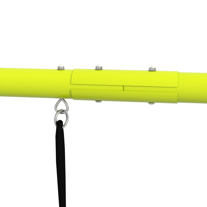 Baloiço para Crianças 4 em 1 Baloiço Jardim com 2 Baloiços Trepador Rede de Escalada Corda Ajustável e Anti-UV Baloiço Infantil Carga 180 kg 260x185x180 cm Cinza e Verde