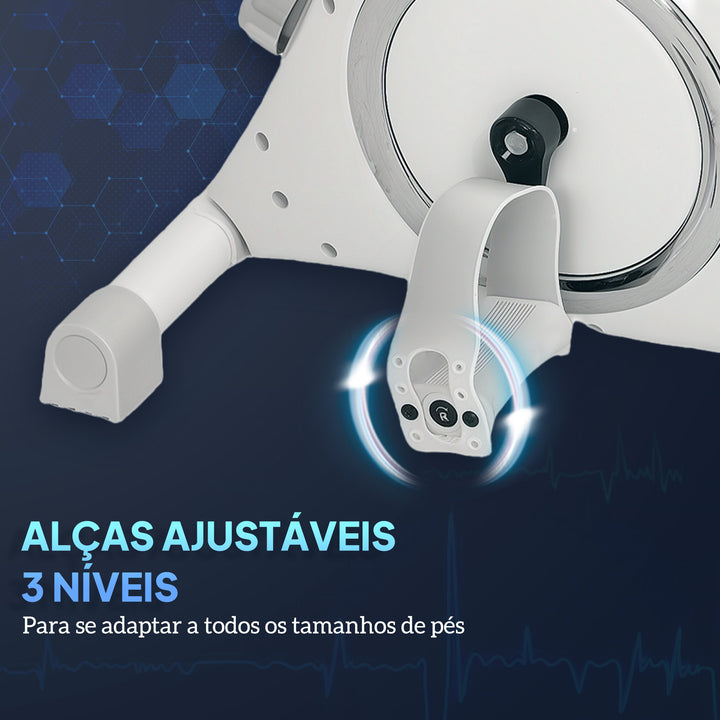 Mini Bicicleta Estática com Resistência Magnética de 8 Níveis Ecrã LCD e Pedais Antiderrapantes para Exercitar Braços e Pernas Pedaleador para Casa Escritório Branco