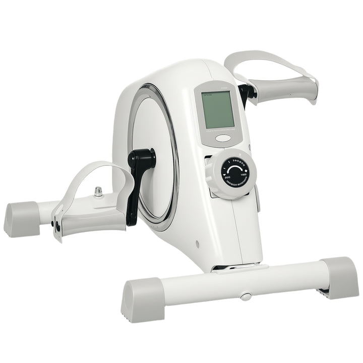 Mini Bicicleta Estática com Resistência Magnética de 8 Níveis Ecrã LCD e Pedais Antiderrapantes para Exercitar Braços e Pernas Pedaleador para Casa Escritório Branco