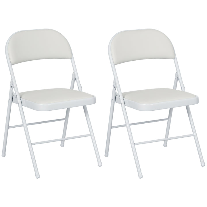 Conjunto de 2 Cadeiras Dobráveis Cadeiras Dobráveis com Encosto e Estrutura de Aço para Sala de Estar Escritório Estúdio 45x46x78 cm Branco