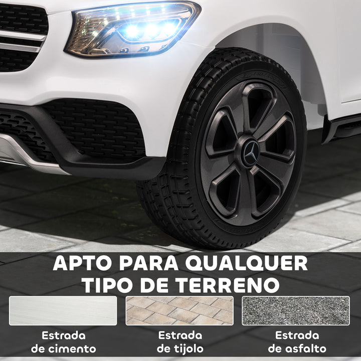 Carro Elétrico para Crianças, Mercedes-Benz GLC Coupé, Carro a Bateria 12V, com Controlo Remoto 2,4G, Motor Duplo, MP3, Buzina e Faróis LED, para Crianças dos 3 aos 6 Anos, Branco