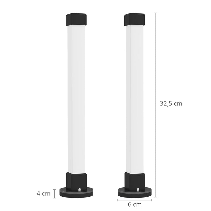 Conjunto de 2 Candeeiros de Mesa Candeeiros de Mesa LED com Controlo Remoto App Bluetooth Sincronização com Música e Temporizador para Sala de Estar Sala de Jogos Dormitório 6x6x32,5 cm Branco