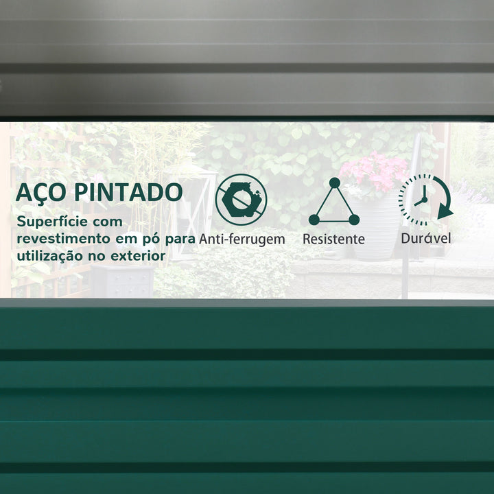 Caixa de Plantio de Aço Galvanizado Horta para Cultivar Plantas Flores Ervas Floreira Exterior Retangular com Fundo Aberto 120x60x30,5 cm Verde