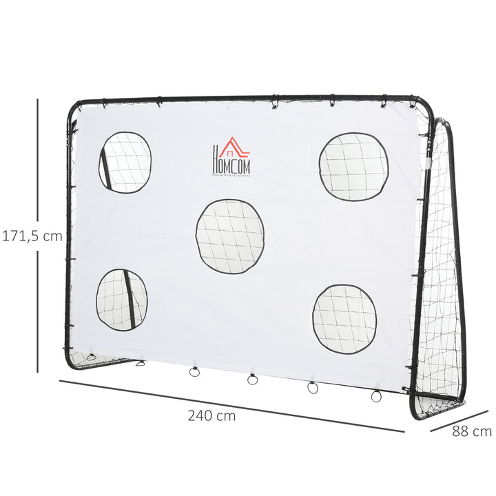 Baliza de Futebol para Crianças com Lona de Precisão e Ponteria para Treino e Aperfeiçoamento 240x88x174 cm Branco