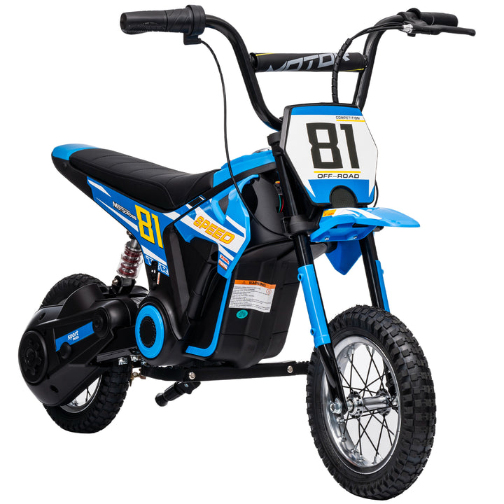Mota Elétrica para Crianças 24V Mota Elétrica Infantil com Motor 250W Velocidade de 6-16km/h Rodas de Ø30,5 cm e Suspensão Traseira para Crianças de 8-12 Anos 119x64x76,5 cm Azul