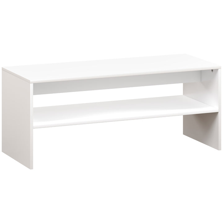 Mesa de Centro Mesa Auxiliar com Compartimento Aberto Mesa de Café para Sala de Estar 100x40x41,5 cm Branco Brilhante