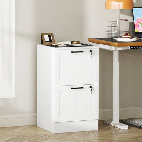 Bloco de Gavetas para Escritório Móvel Arquivador com 2 Gavetas para Escritório com Fechaduras Gavetas Suspensas para A4 40x40x71 cm Branco