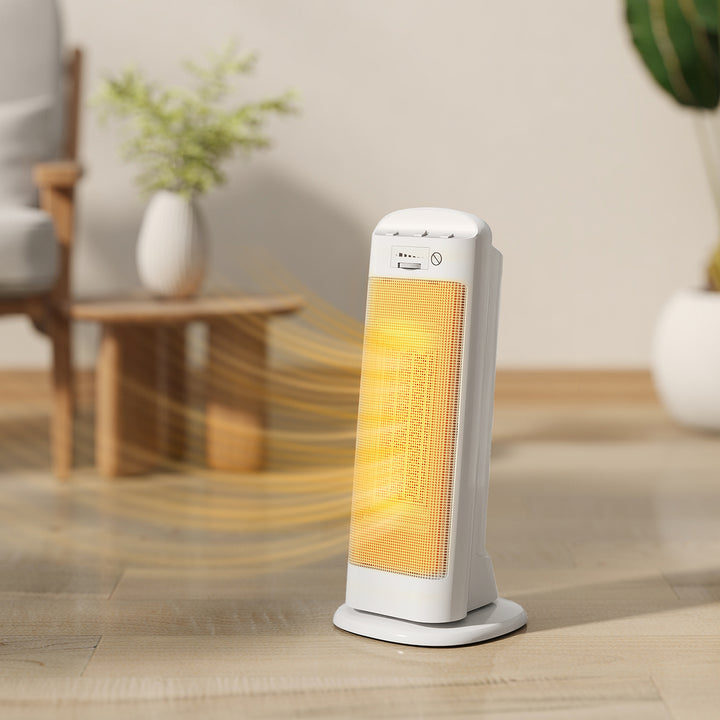 Aquecedor Elétrico de Baixo Consumo 2000W PTC Termoventilador com 4 Modos Termóstato Regulável Oscilação de 55° Proteção contra Tombos e Sobreaquecimento para 15? em Quarto Branco