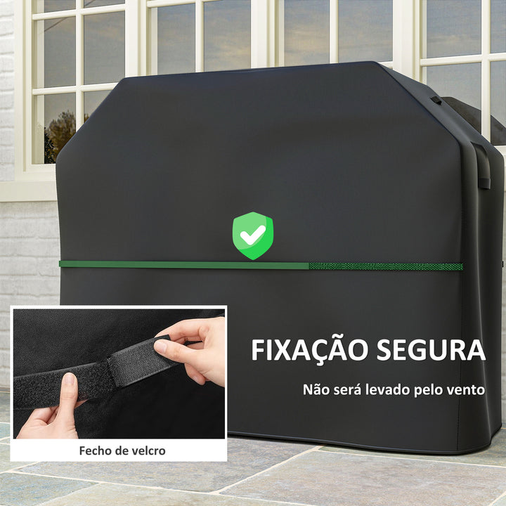 Capa para Barbecue Impermeável Capa Protetora para BBQ em Tecido Oxford 600D Anti-Vento Anti-Pó Anti-Humidade Anti-UV Capa de Barbecue com Fechos de Velcro 147x61x122 cm Preto