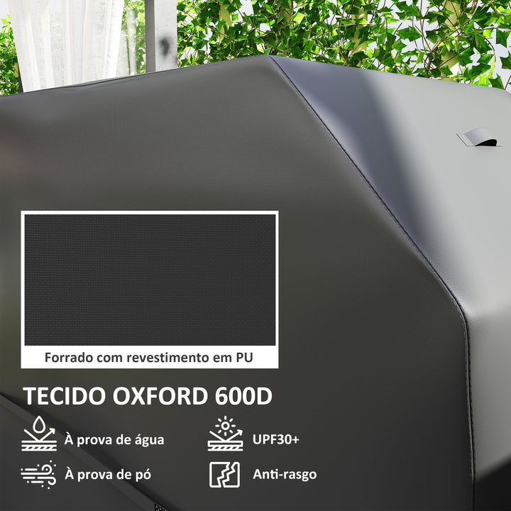 Capa para Barbecue Impermeável Capa Protetora para BBQ em Tecido Oxford 600D Anti-Vento Anti-Pó Anti-Humidade Anti-UV Capa de Barbecue com Fechos de Velcro 147x61x122 cm Preto