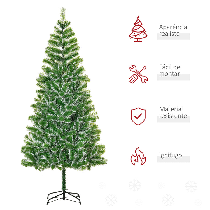 Árvore de Natal Artificial 210cm com 968 Ramos e Suporte de Metal Árvore de Natal para Decoração de Interior Sala de Estar Festas Ø100x210 cm Verde