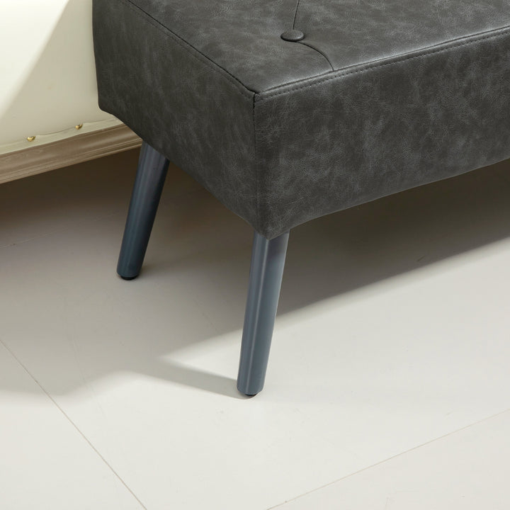 Banco de Pé de Cama Multifuncional Banco Pé de Cama Clássico Banco Dormitório com Pés de Madeira e Assento Acolchoado Carga 120 kg para Entrada Corredor 114x38x42 cm Cinza