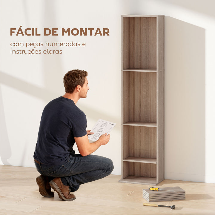 Estante para CDs e DVDs Suportes para CD Estreitos com 9 Compartimentos Prateleiras Ajustáveis para Sala Escritório 33x24x140 cm Madeira