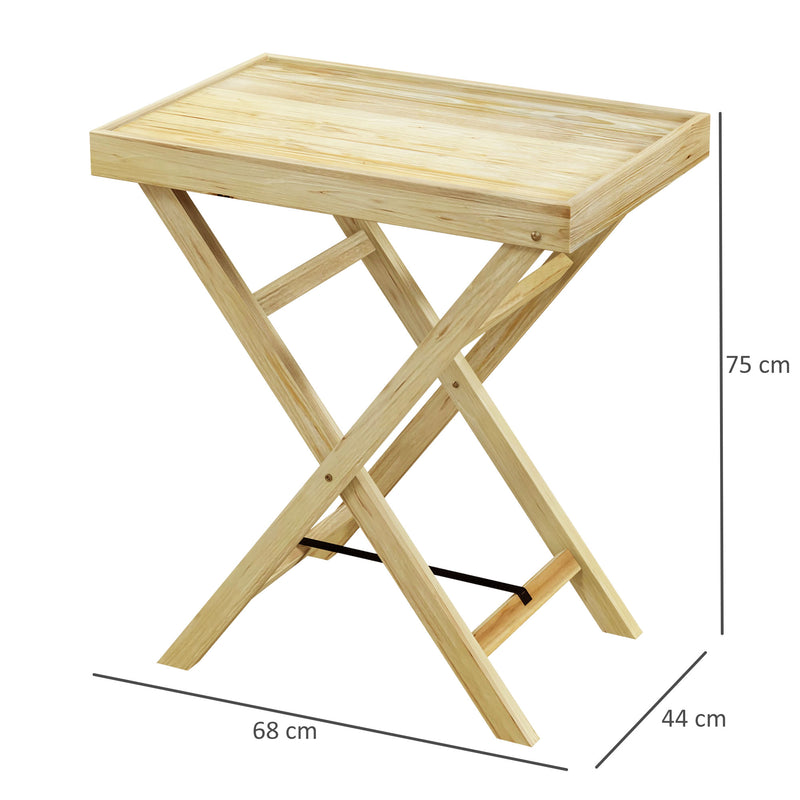 Mesa de Jardim Retangular Mesa de Exterior de Madeira Capacidade 40 kg para Varanda Pátio 68x44x75 cm Natural