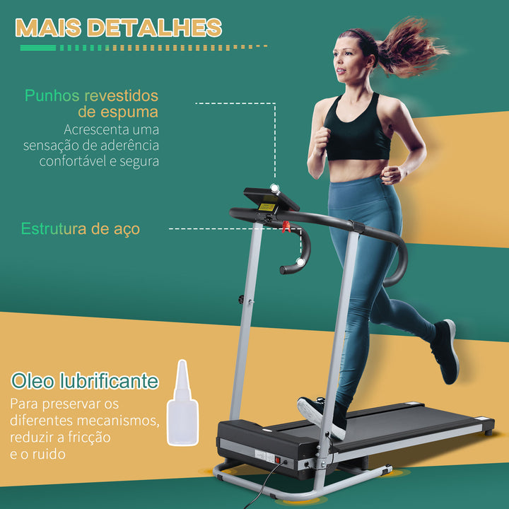 Esteira elétrica e dobrável de 500W para exercícios físicos 1-10 km / h com tela LCD e carga máxima. 110 kg preto e cinza