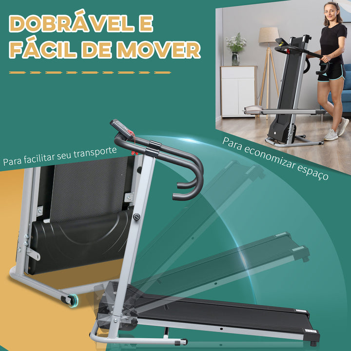 Esteira elétrica e dobrável de 500W para exercícios físicos 1-10 km / h com tela LCD e carga máxima. 110 kg preto e cinza