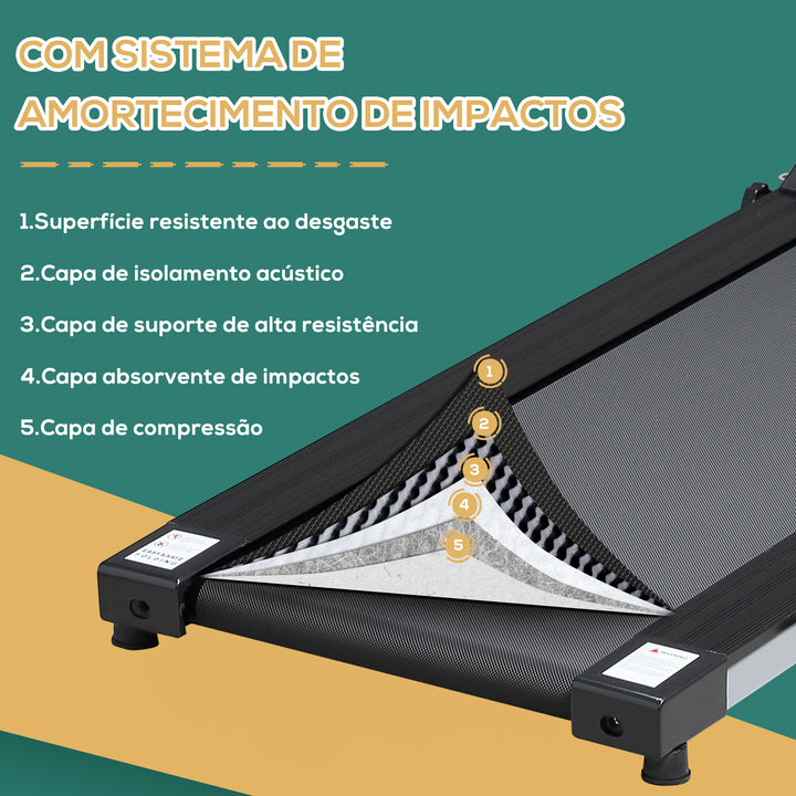 Esteira elétrica e dobrável de 500W para exercícios físicos 1-10 km / h com tela LCD e carga máxima. 110 kg preto e cinza