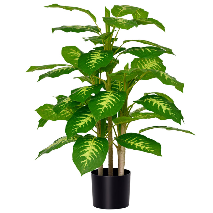 Planta Artificial Aglaonema Planta Sintética de 95cm com 42 Folhas e Vaso de Cimento Decoração para Casa Escritório e Exterior Verde