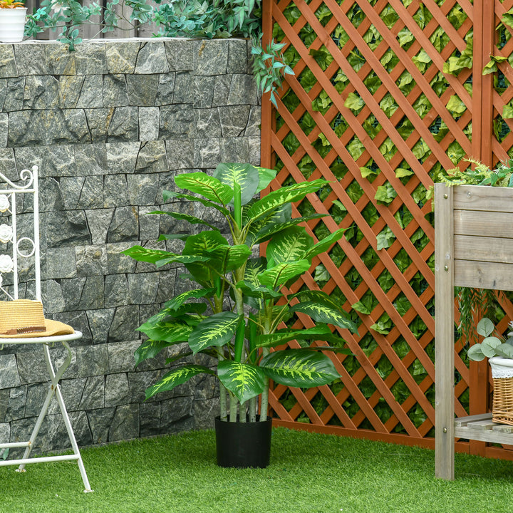 Planta Artificial Aglaonema Planta Sintética de 95cm com 42 Folhas e Vaso de Cimento Decoração para Casa Escritório e Exterior Verde