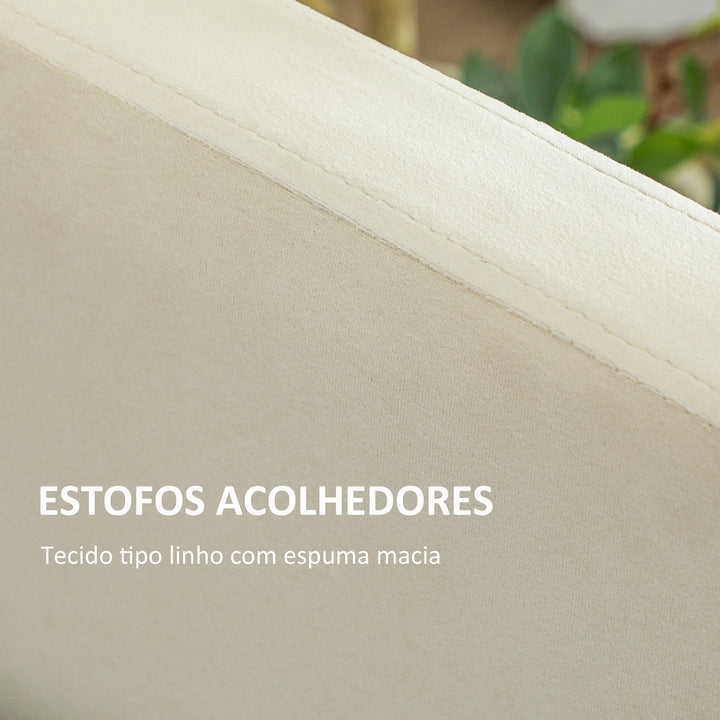 Cama Individual Dupla 2 em 1 com Base Metálica Estofada em Veludo e Cama Inferior Extraível com Rodas para Colchões de 90x190 cm Carga 350 kg Creme